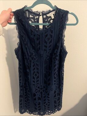 Speechless Navy Sleeveless Lace Midi Dress